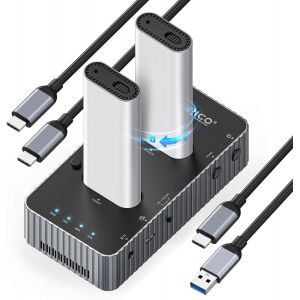 Station D'Accueil M.2 Nvme Ssd Clone,Station D'Accueil M.2 Nvme Dual Bay 40Gbps Avec Ventilateur De Refroidissement,Supporte Le Clonage Hors Ligne,Compatible Avec Nvme Ssd 2230/2242/2260/2280 - Neuf