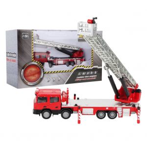 Camion echelle aerienne echelle 1:50, modele reduit de vehicule de lutte contre les incendies, voiture, jouet pour enfants - Neuf