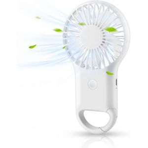 Ventilateur À Main Portable Mini Ventilateur Silencieux, Usb Rechargeable Avec 3 Vitesses, Avec Mousqueton Portable, Convient Pour La Maison, Le Bureau Et Les Voyages (Blanc)[VEN750755] - Neuf