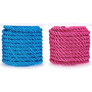 Chenquansarl-Lot De 2 Rouleaux De Corde Torsad&eacute;e En Polyester De 5 Mm Pour D&eacute;coration Murale, Loisirs Cr&eacute;atifs, Suspension De Plantes, D&eacute;coration De Rideaux - Neuf