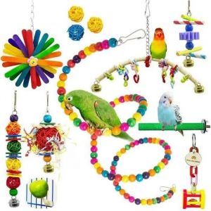 Tianyi-15 Jouets À Mâcher Pour Perroquet Balançoire Nid D'oiseau Hamac Perchoir Cloche Cage À Oiseaux Jouets Pour Petites Perruche - Neuf