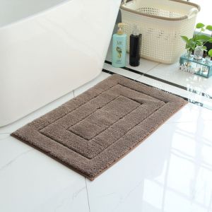 Tapis de bain couleur camel antid&eacute;rapant, 40 x 60 cm, doux et absorbant, lavable en machine, id&eacute;al pour la douche, la baignoire et les toilettes. - Neuf
