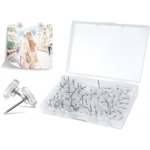 Chenquansarl-Lot De 120 Puna S Avec Boîte De Rangement, Tête Plate, Pointes Transparentes, Puna S Pour Tableau D'affichage, Plaque De Liège, Photos, Carte, Artisanat, Etc. - Neuf