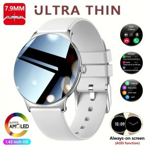 Pour Huawei Xiaomi Nouvelle Montre Intelligente Ultra Mince Femmes &Eacute;cran Toujours Afficher L'Heure Bracelet De Sport Bluetooth Appel Mode Smartwatch.Silver. - Neuf