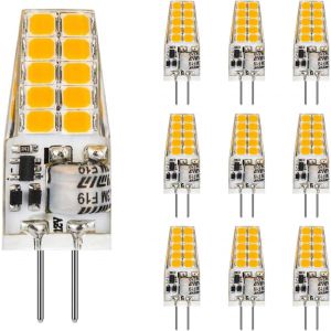 G4 Led Blanc Chaud 12v 2700k,Culot À Deux Broches 2w 350lm,Ampoule Led T3 Équivalente À 30w Halogène G4,Sans Scintillement,Éclairage De Lustre,Éclairage Paysager,Éclairage Micro-Ondes,Lot De 10 - Neuf
