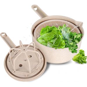 Letnerny-Essoreuse À Salade Multi-U Laitue Spinner Fruits Légumes Séchoir Manuel Riz Outil De Lavage Ménage Spinner Pour Pâtes, Frites(Beige) - Neuf