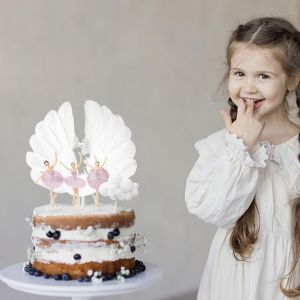 3 Statues D'ornement De Ballerine,1 Aile,1 Couronne,1 Nuage,Décoration De Gâteau D'anniversaire,Décoration De Gâteau Pour Fille,Décorations De Fête De Ballet. - Neuf