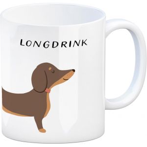 Mevronisshop-Tasse &Agrave; Caf&eacute; Teckel Avec Inscription &laquo; Longdrink &raquo; - Id&eacute;ale Pour Les Amateurs De Teckels - Id&eacute;al Pour Les Fans D'alcool - Gin Tonic Tequila Vodka Whisky - Neuf