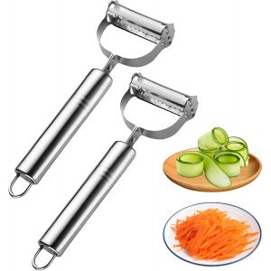 Kalanka-2 Pi&egrave;ces Econome A Julienne, 2 In1 Epluche Legume, Eplucheur Julienne, &Eacute;plucheur De L&eacute;gumes Et Fruits En Acier Inoxydable, Juliennes Pour L&eacute;gumes, Adapt&eacute;es Pour Carottes, Tomate, Fruits Et L&eacute; - Neuf