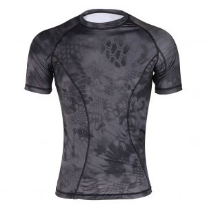 T-Shirt A Manches Courtes, Camouflage D'exterieur, Absorbant La Transpiration, Tres Elastique (Motif Python Fonce, Taille M) - Neuf
