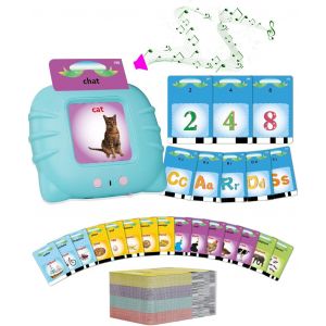 ERYI-Cartes Éducatives,Flash Jouets Pour Jeunes Enfants De 1 À 6 Ans, Préscolaires Pour Enfants Pour Écouter Et Apprendre 510 Mots (Bleu Français + Anglais) - Neuf