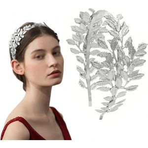 Kal-Couronne De Déesse, Bandeau De Feuille, Casque De Déesse, Bandeau De Mariage Argent, Utilisé Pour Les Bijoux De Mariée, Coiffe De Feuille (Argent) - Neuf