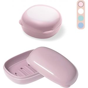 pièces étui à Savon de Voyage, boîte à Savon en Plastique Porte-Savon de Voyage avec Couvercle Porte-Savon Porte-Savon Portable étanche pour Voyage randonnée Douche Salle de Bain école (Rose) - Neuf