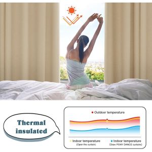 Tianyi-Rideaux Occultant - Rideau Thermique Efficace Contre Le Froid Ainsi Que La Chaleur Isolant Thermique Avec Noir Doublure 100% Ombrage, Jaune Beige, 140 X 220 Cm, 1 Pièce - Neuf