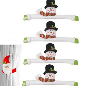 Lot de 4 embrasses de rideaux de No&euml;l, motif P&egrave;re No&euml;l, bonhomme de neige et renne, pour la d&eacute;coration int&eacute;rieure. - Neuf