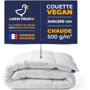 Ulteronixshop-Couette Chaude 240x260 - Tr&egrave;s Grand Format - Percale Coton Blanche - Garnissage Haute Densit&eacute; - Confort Hivernal Optimal - Lavable En Machine - Neuf