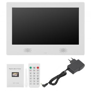 Cadre photo numerique HD 10 pouces, resolution 1024 x 600, prise en charge des formats MP3/MP4/images, prise 100 V/240 V EU - Neuf