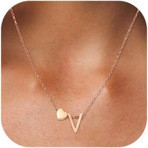 Kal-Collier Coeur Avec Lettre Collier Prenom Personnalisé Chaîne Coeur Avec Initiales A-Z Nom Collier 316l Acier Inoxydable Collier Lettre Pendentif Cadeaux Bijoux Pour Femmes Filles 45+5cm - Neuf