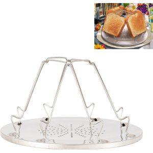 Lot De 4 Grille-Pain De Camping Pliables En Acier Inoxydable Pour R&eacute;chaud &Agrave; Gaz Avec Pinces En Acier Inoxydable, Pliable Pour Pique-Nique, Voyage Et Ext&eacute;rieur - Neuf