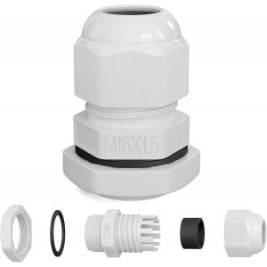 1x Presse-&eacute;toupe M16 pour 4-8mm IP68 &Eacute;tanche R&eacute;sistant Poussi&egrave;re UV Retardateur de Flamme Usage Ext&eacute;rieur Industriel Installation Facile Filetage M&eacute;trique-Blanc - Neuf