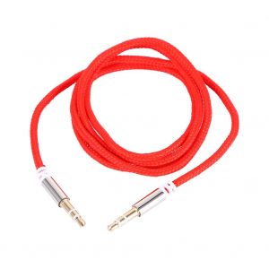 adaptateur de cable audio Jack 3,5 mm Cable aUX male vers male Cordon auxiliaire de voiture Cable stereo Rouge - Neuf