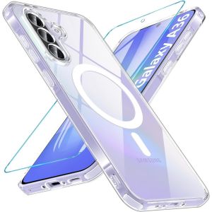 Sansh-Magnétique Coque Pour Samsung Galaxy A36 5g, Coque Samsung A36 5g Avec Verre Trempé Protection Écran, Étui De Protection Antichoc Housse Case Pour Samsung Galaxy A36 (Transparent) - Neuf