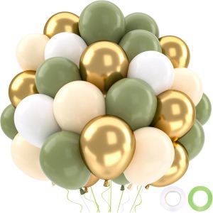 SJZG-Ballons Anniversaire Vert Sauge Or, Ballons Vert Blanc, 52 Pi&egrave;ces Ballon Helium Olive M&eacute;talliques Or, Arche Ballon Anniversaire Sauge Pour Decoration Anniversaire Bapteme Garcon De Baby Shower - Neuf