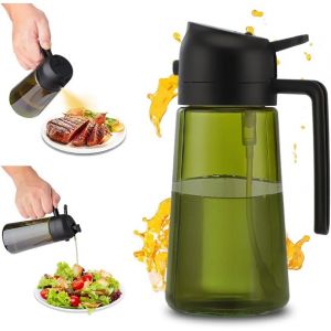 TEPPC-Pulvérisateur D'huile 2 en 1,Bouteille Huile Spray En Verre 470 ml,Sprays Vinaigrette Vaporisateur Huile Cuisine,Oil Spray Glass Bottle,Vaporisateur Air Fryer pour Barbecue Et Salade - Neuf