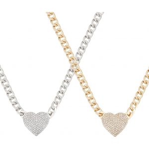 Kal-2 Pcs Colliers Coeur Pour Femmes Cristal Strass Coeur Lien Cha&icirc;ne Collier Argent Coeur Ras Du Cou Or Coeur Collier Pendentif Coeur Punk D&eacute;claration Collier Bijoux Cadeau Pour Amis Femme - Neuf