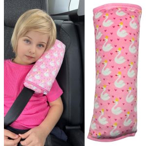 ERYI-Dino Oreiller De Voiture Pour Enfants - Lavable En Machine - Doudou Doux - Oreiller De Ceinture De Voiture De Haute Qualité, Housse De Ceinture (Cygne) - Neuf