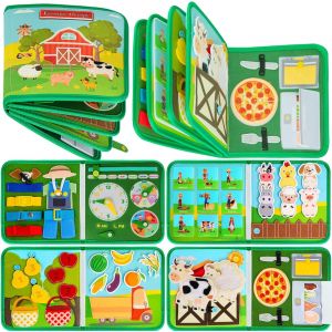 KALANKA-Busy Board Française - Livre Occupé de Ferme Montessori pour 1 2 3 Ans Enfants - Planche d'Activités Jouet Éducatif Sensoriel Préscolaire -Jouets de Voyage pour Tout-Petits(Française Version) - Neuf