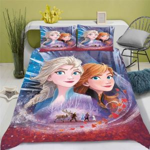 La Reine Des Neiges - Parure De Lit - Pour Adolescents - En Microfibre - Impression D - Housse De Couette Et Taie D'oreiller - , X Cm - Neuf