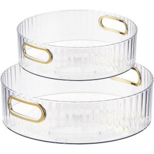 Sjzg-2 Pcs Plateau Tournant, Multifonction Porte-&Eacute;pices 360 &deg; Organisateur De Cuisine, Rangement Rotatifs &Agrave; 360&deg; Pour Salle De Bain,Support Pour Bocaux Et &Eacute;pices, Blanc - Neuf