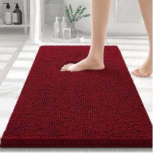 KAL-Tapis De Bain Antiderapant,Tapis Salle De Bain En Microfibre Chenille Douce,Tapis De Bain Absorbant,Lavable En Machine - - 40 X 60 Cm - Rouge Bordeaux - Neuf