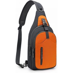 CHENG-Sacoche Homme Bandouliere, Sac de Poitrine Sacoche Bandoulière avec Multi-Compartiments Léger Casual Sling Bag pour Homme et Femme pour Randonnée Cyclisme Voyage Camping (orange) - Neuf