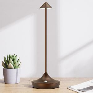 Lampe De Chevet Tactile Sans Fil Led, 6000mah 2pcs Lampe De Table Metal Rechargeable Usb, Design Modern, Lumiere Bureau Puissante Pile Pour Exterieur, Interieur, Restaurant, Terrasse (Marron) - Neuf