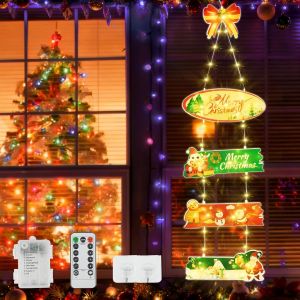 Jgd-Lumi&egrave;res De No&euml;l, &Eacute;tanches 8 Modes Guirlande Lumineuse Avec Minuterie, D&eacute;corations Lumineuses De No&euml;l Avec T&eacute;l&eacute;commande Et Enseignes Lumineuses De Noel Pour Porte, Fen&ecirc;tre, Mur, Natale - Neuf