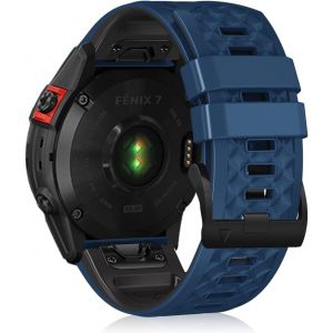 22Mm Quickfit Silicone Bracelet Pour Garmin Tactix 8 47Mm/Descent G2/G1 Solar/Epix (Gen 2)/Epix, Sport Bracelets Pour Garmin Fenix E 47Mm/Fenix 8 47Mm/7 Pro/7/6/6 Pro/5/5 Plus - Bleu/Noir - Neuf