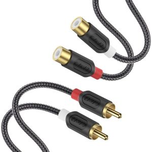 C&acirc;ble d'Extension 2 RCA M&acirc;le vers Femelle - C&acirc;ble Audio RCA Plaqu&eacute; Or avec Tressage en Nylon et Gaine en PVC [S&eacute;rie Audiowave], pour Home Cin&eacute;ma, R&eacute;cepteur, Amplificateur, Haut-Parleur, 1,8 M&egrave;tre - Neuf