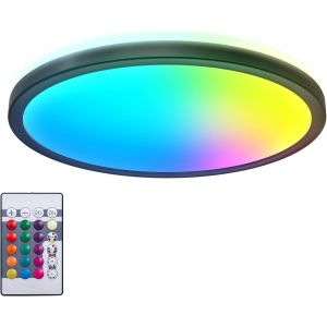 - Panneau Led &Agrave; Lumi&egrave;re Indirecte, T&eacute;l&eacute;commande, Lumi&egrave;re Multicolore Rgb+W, Panneau Led, Dalle, Plafond, Plafonnier Led, Lustre Salon, Lustre Cuisine, 29X3 Cm, Noir - Neuf