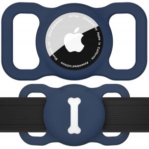 MEVRONISSHOP-Airtag &Eacute;tuis Collier pour Chien,Pet Silicone Housse de Protection pour Apple Airtag GPS Finder &Eacute;tui de Protection &Eacute;tanche Anti-Perte,Porte-cl&eacute;s airTag pour Collier de Chien et Chat (Bleu - Neuf