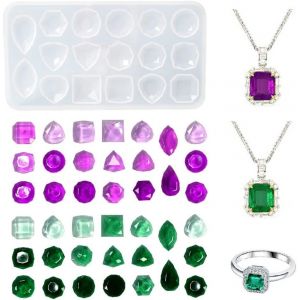 Cabochon En R&eacute;sine &Eacute;poxy - Pendentif - Collier - Boucles D'oreilles - Anneaux - Moules En Silicone - Patch - Moule &Agrave; Bijoux En R&eacute;sine Coul&eacute;e - Moule En Cristal Pour Bricolage - Neuf