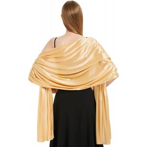 Femme Étole En Satin 200 * 70 Cm,Châles Écharpes Douces,Élégant Foulard Pashmina Grande Longues Pour Mariage Soirée Cérémonies Fêtes.[G943] - Neuf
