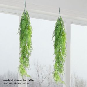 Hjlian Feuilles Artificielles En Plastique, Plante Suspendue Au Mur, Lierre, Decoration De Maison, Jardin (Vert Fonce) - Neuf