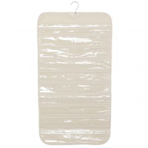 Hjlian Organiseur De Bijoux Suspendu A 80 Poches, Sac De Rangement Double Face Pour Boucles D'oreilles Et Colliers (Beige) - Neuf
