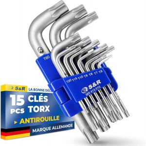 Clefs Allen Torx 15 Cles Males Coud&eacute; &Agrave; &Eacute;toile Extra R&eacute;sistantes: Torx 6 Torx 7 Torx 8 Torx 9 Torx 10 Torx 15 Torx 20 Torx 25 Torx 27 Torx 30 Torx 40 Torx 45 Torx 50 Torx 55 Torx 60 - Neuf
