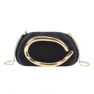 Pochette de Soir&eacute;e pour Femme Poign&eacute;e M&eacute;tallique Dor&eacute; Raffin&eacute; Noir - Neuf