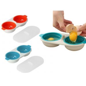 Lot De 2 Cuiseurs &Agrave; ?ufs Poch&eacute;s Pour Micro-Ondes Avec Panier &Eacute;gouttoir - Neuf