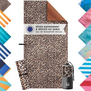Serviette De Plage Xxl 90x180 Cm-Serviette Microfibre Compacte-Serviettes De Plage &Agrave; S&eacute;chage Rapide-Drap De Plage Xxl-Serviette Sport-Serviette De Plage Microfibre-L&eacute;opard - Neuf
