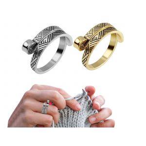 Anneau Guide-Fil R&eacute;glable Pour Tricot Et Crochet - Ensemble Argent Et Or - Neuf